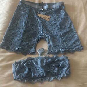 SKIMS Lace Bike Shorts Set in Blue